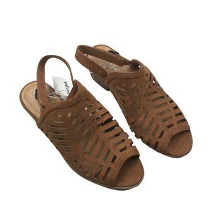 Cat And Jack Girl's Size 5 Open Toe Strap Shoes Brown New With Tags